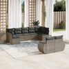 vidaXL 9-delige Loungeset met kussens poly rattan grijs