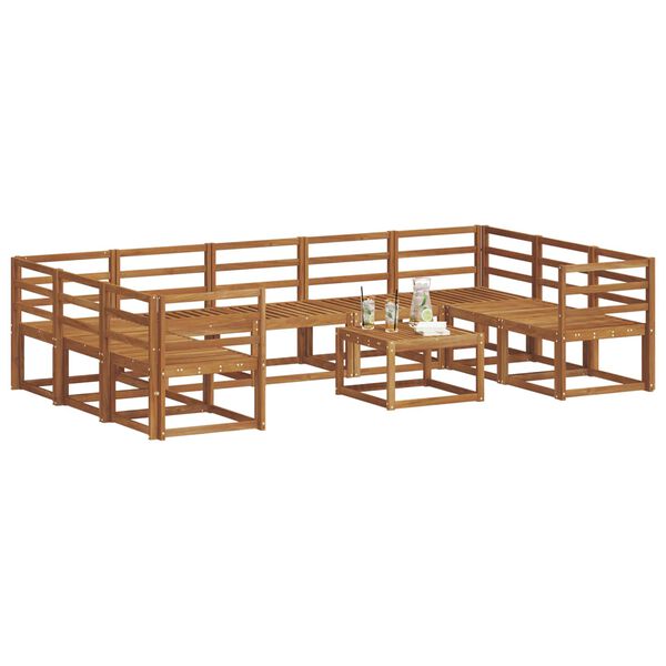 vidaXL Buiten bankenset 10 pcs Naturel Massief Acaciahout