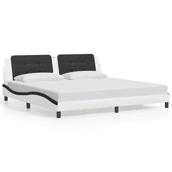 vidaXL Bedframe zonder matras "Zadar" kunstleer wit en zwart 200x200 cm