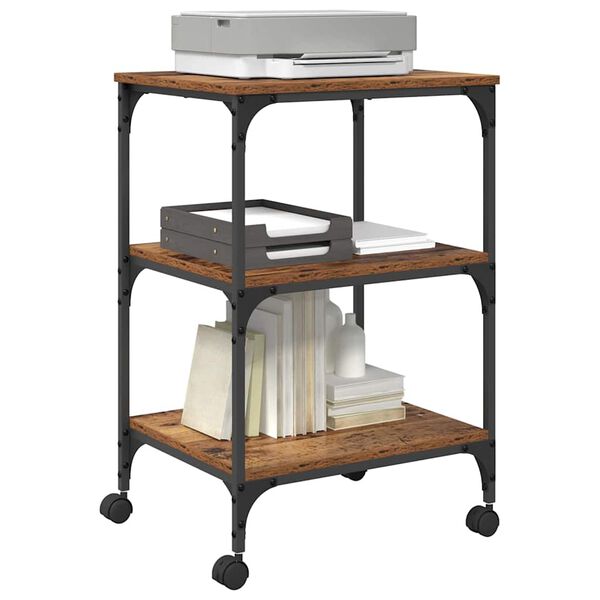 vidaXL Printerstand Oud Hout 50 x 41 x 75 cm Bewerkt hout