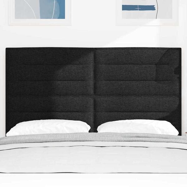 vidaXL LED Hoofdbord met LED-striplichten Zwart 144 cm Polyester