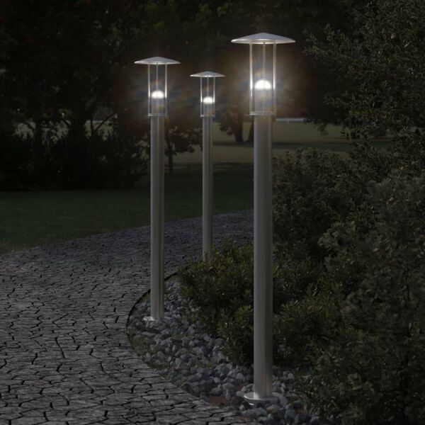 vidaXL Vloerlamp voor buiten 3 st 100 cm roestvrij staal zilverkleurig