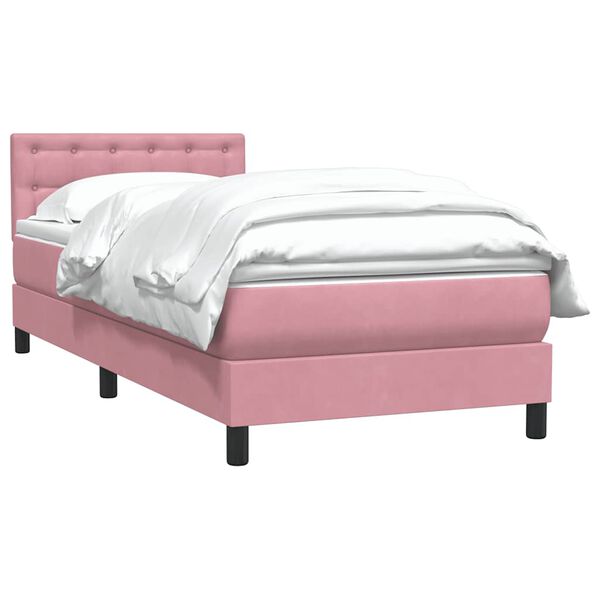 vidaXL Boxspring met matras fluweel roze 80x210 cm