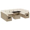 vidaXL 10-delige Loungeset met kussens poly rattan beige