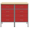 vidaXL Werk kast met lade 2 pcs Rood en Grijs 100 x 55 x 85 cm