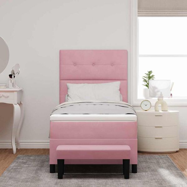 vidaXL Boxspring bed met matras Roze 90 x 200 cm Fluweel