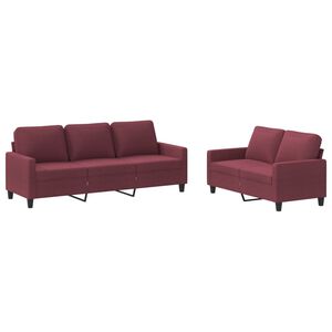 vidaXL 2-delige Loungeset met kussens stof wijnrood