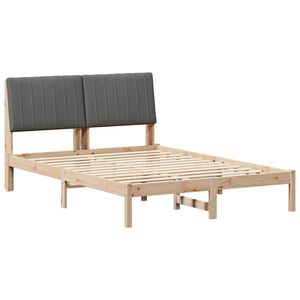 vidaXL Bedframe met hoofdeinde Bruin 135 x 190 cm Massief grenenhout