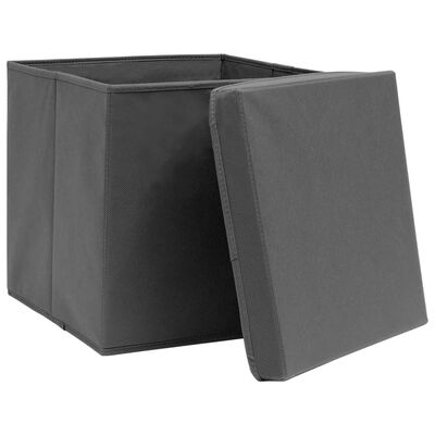 vidaXL Opbergboxen met deksel 4 st 28x28x28 cm zwart