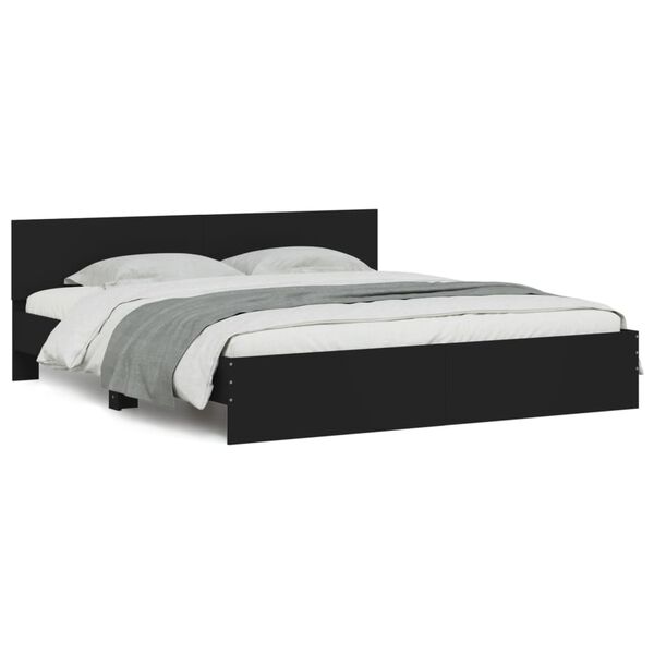 vidaXL Bedframe met hoofdeinde en LED zwart 180x200 cm