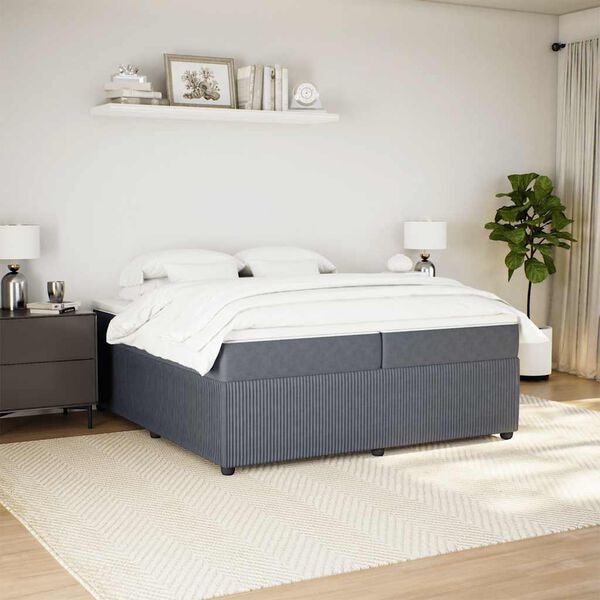 vidaXL Boxspring met matras fluweel donkergrijs 200x200 cm