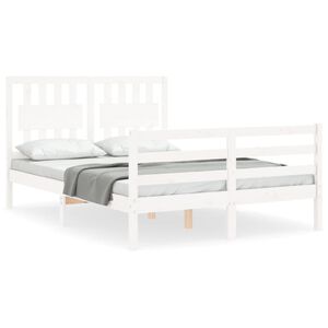 vidaXL Bedframe met hoofdbord massief hout wit 120x200 cm