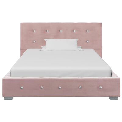 vidaXL Bed met matras fluweel roze 90x200 cm