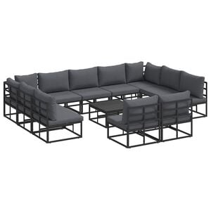 vidaXL Tuinbankenset 12 st Zwart Aluminium