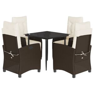 vidaXL 5-delige Tuinset met kussens poly rattan bruin
