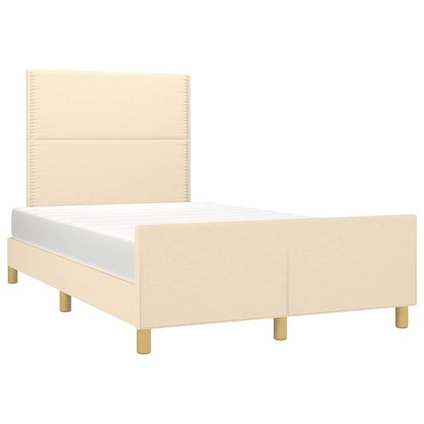 vidaXL Bedframe zonder matras 120x190 cm stof cr&egrave;mekleurig