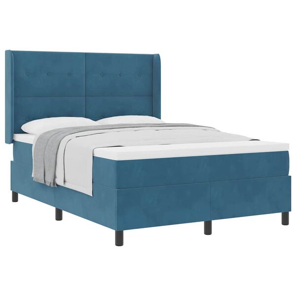 vidaXL Boxspringbed met hoofdeinde Blauw 140 x 190 cm Fluweel