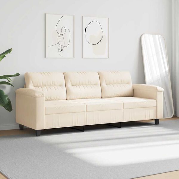 vidaXL Driezitsbank 180 cm microvezelstof beige
