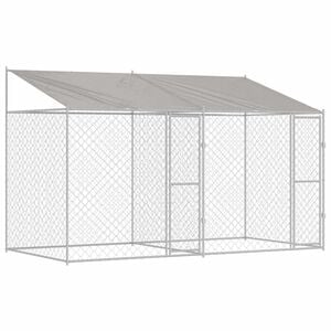 vidaXL Hondenkooi met Dak Zilver 400 x 200 x 256 cm Staal en PE