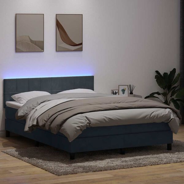 vidaXL Boxspring met matras en LED fluweel donkergrijs 160x210 cm