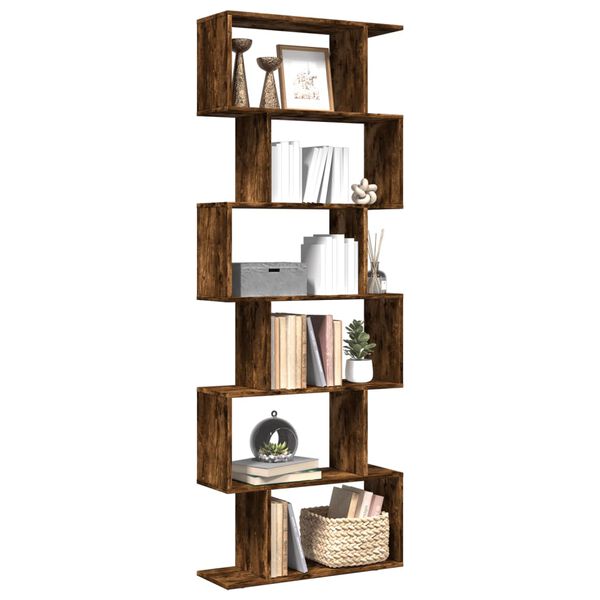 vidaXL Kamerscherm / boekenkast 6-laags 70x24x193 cm hout gerookt eik