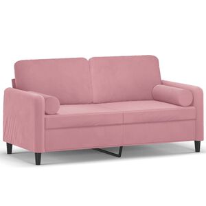 vidaXL Tweezitsbank met sierkussens 140 cm fluweel roze