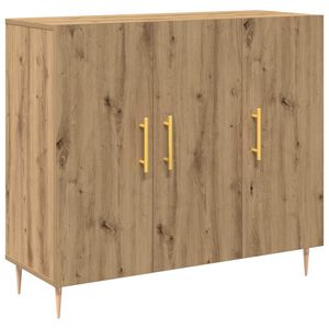 vidaXL Dressoir Artisan Eiken 90 x 34 x 80 cm Bewerkt hout