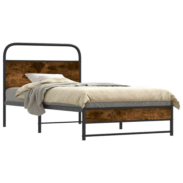 vidaXL Bedframe zonder matras bewerkt hout gerookt eiken 100x200 cm