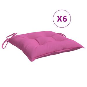 vidaXL Stoelkussens 6 st 40x40x7 cm stof roze