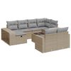 vidaXL 11-delige Tuinset met kussens poly rattan beige