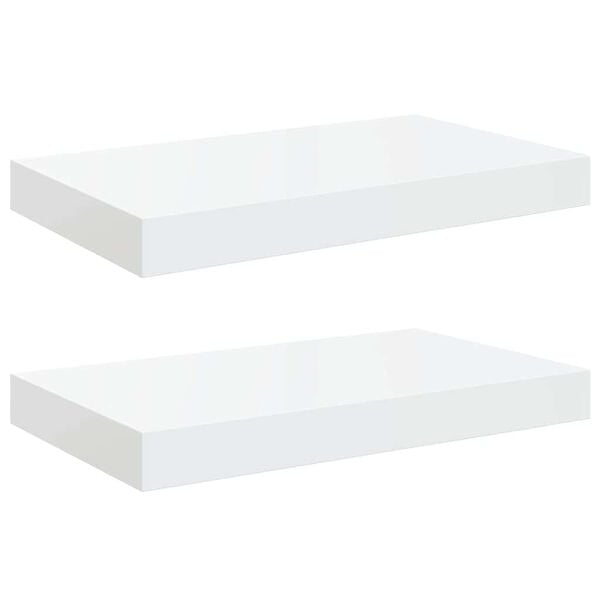 vidaXL Wandschappen zwevend 2 st 40x23x3,8 cm MDF hoogglans wit