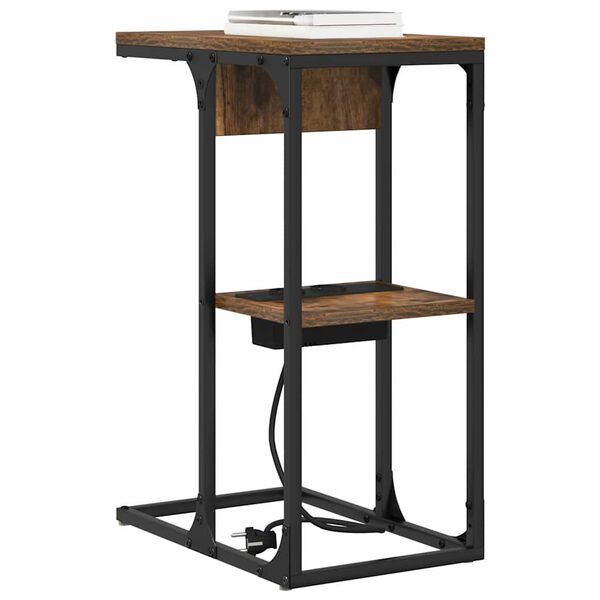 vidaXL Nachtkastje Gerookt eiken 41,5 x 26 x 60,5 cm Bewerkt hout