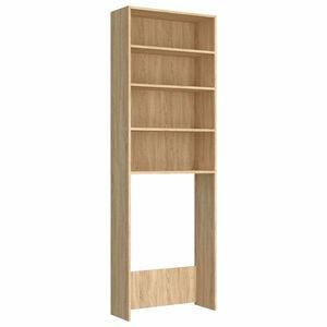 vidaXL Wasmachinekast 64x24x190 cm wit en sonoma eikenkleurig