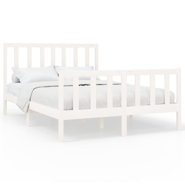 vidaXL Bedframe zonder matras massief grenenhout wit 120x200 cm