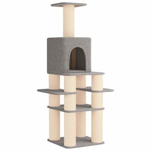 vidaXL Kattenboom met sisal krabpalen Lichtgrijs 180 cm