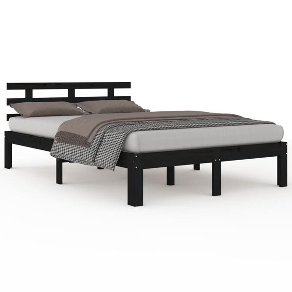 vidaXL Bedframe massief hout zwart 200x200 cm