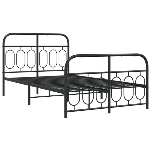 vidaXL Bedframe met hoofd- en voeteneinde metaal zwart 120x190 cm