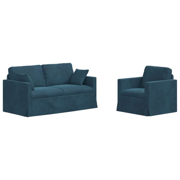 vidaXL Bank 2 pcs Blauw 158 x 78 x 80 cm Fluweel