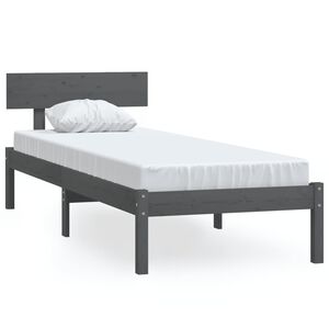 vidaXL Bedframe massief grenenhout grijs 90x190 cm
