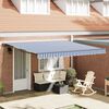 vidaXL Luifel uittrekbaar 3,5x2,5 m stof en aluminium blauw en wit
