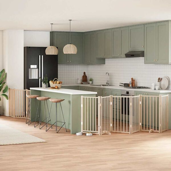 vidaXL Hondenhek inklapbaar met deur 9 panelen 450 cm populierenhout