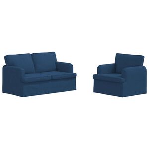 vidaXL Bankstel 2 st Blauw Stof