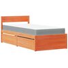 vidaXL Bed met lades en matras massief grenenhout wasbruin 90x190 cm