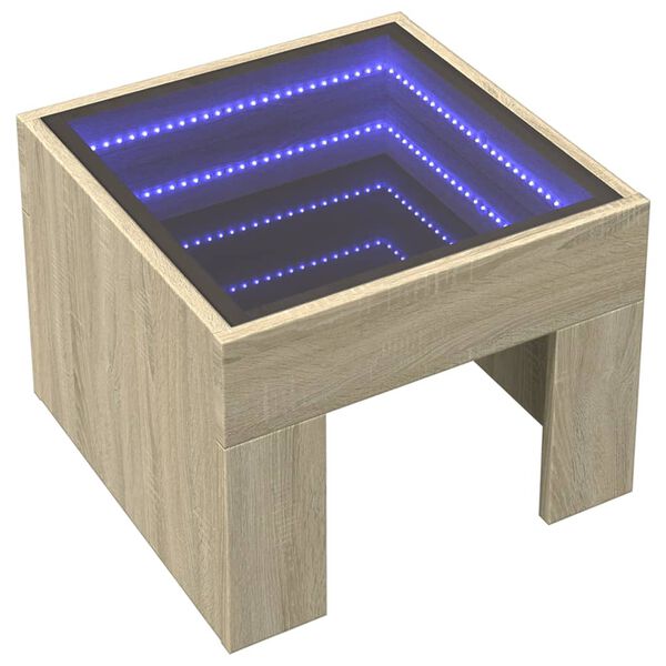 vidaXL Salontafel met Infinity LED 40x40x30 cm sonoma eikenkleurig