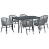 vidaXL Tuin eettafelset 7 pcs Grijs poly rattan