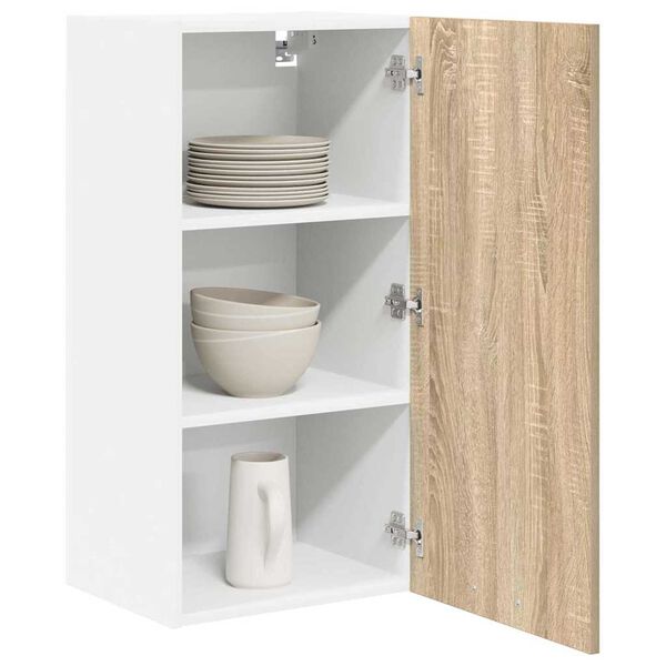 vidaXL Hangkast Sonoma Eik en Wit 40 x 31 x 80 cm Bewerkt hout