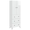 vidaXL Kastenset 2 st 66 x 34,5 x 90 cm Bewerkt hout Hoogglans Wit