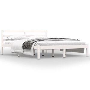 vidaXL Bedframe massief grenenhout wit 150x200 cm