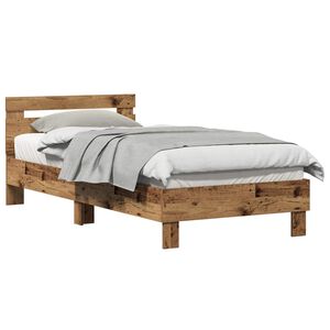vidaXL Bedframe met hoofdeinde Oudhout 203 x 95 x 70 cm Bewerkt hout