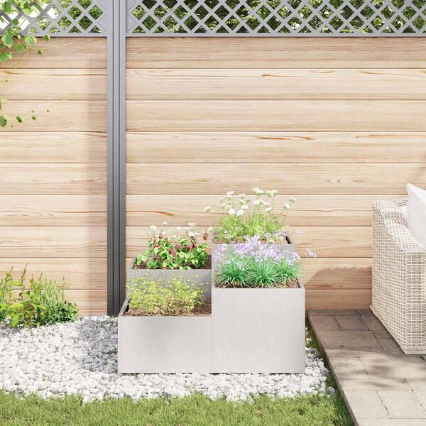 vidaXL Tuin Bloempot Zilver 100 x 100 x 48 cm Roestvrij staal